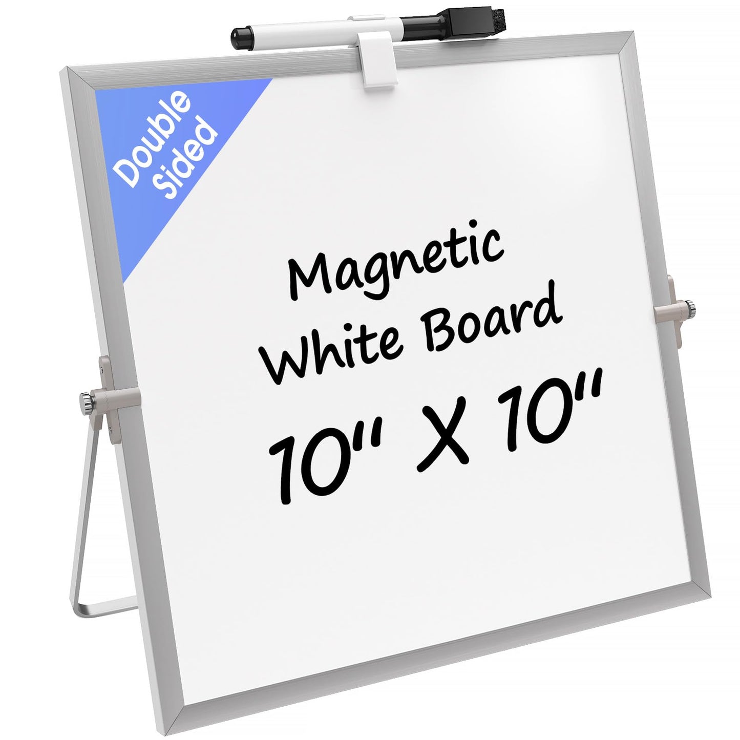Bundle of 2 Sets- MaxGear 8.5"x11" Dry Erase Board for Wall, Desk, Fridge & 10" x 10" Double-Sided Aluminium Frame Whiteboard with Stand