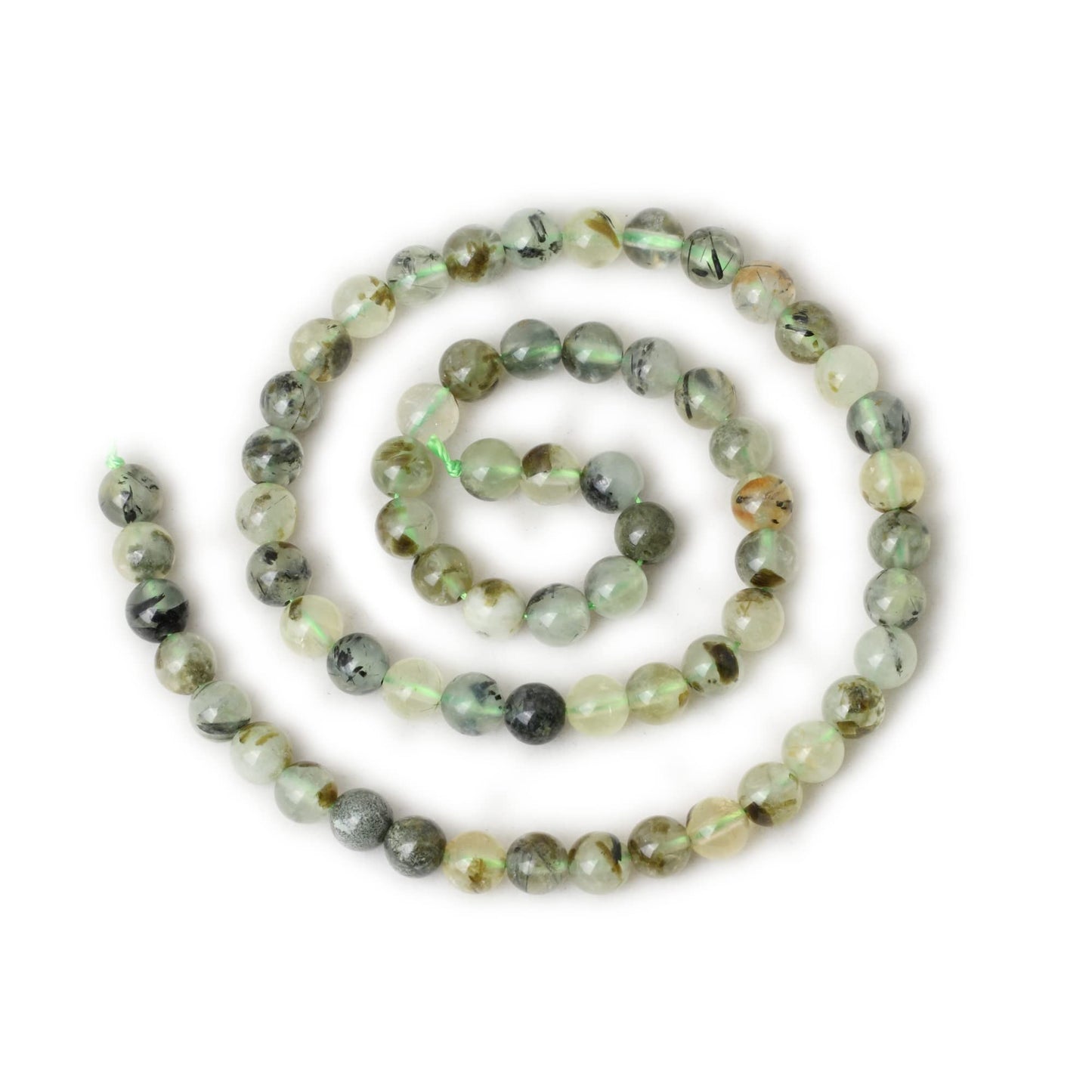 CHEAVIAN 60PCS 6mm Natural Prehnite Gemstone Smooth Surface Round Loose Beads for Jewelry Making 1 String 15 Inches
