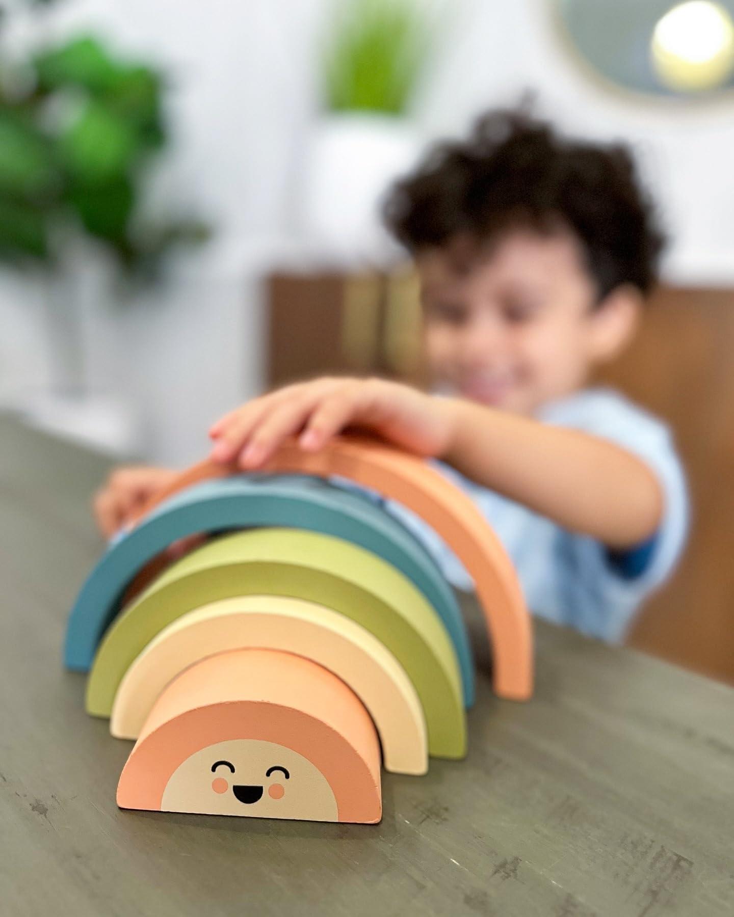Pearhead Wooden Arch Rainbow Stacking Toy, Montessori Sorting and Balancing Toy for Babies and Toddlers 12+ Months