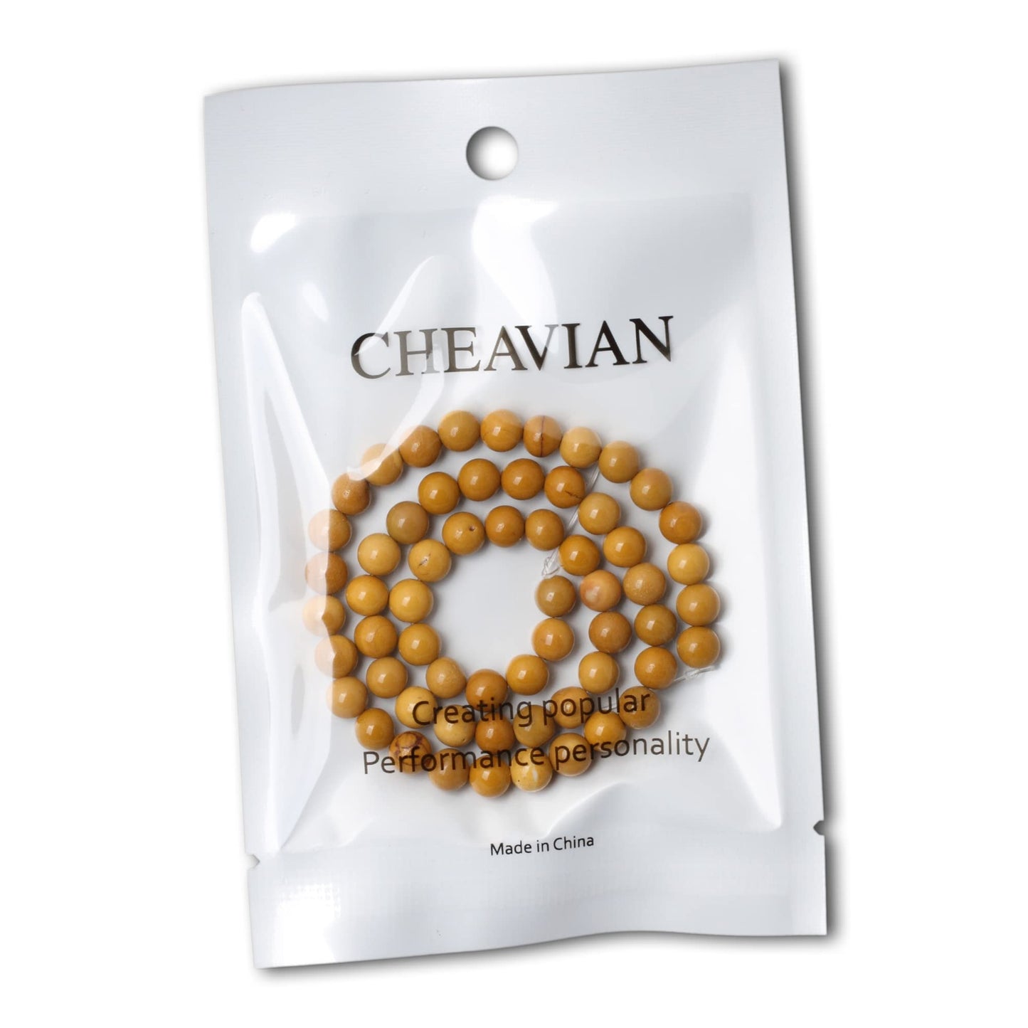 CHEAVIAN 60PCS 6mm Natural Yellow Moonkaite Jasper Gemstone Smooth Surface Round Loose Beads for Jewelry Making 1 String 15 Inches