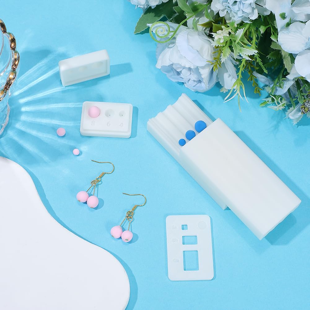 PH PandaHall Set of 2 Polymer Clay Beads Making Tool - Polymer Clay Bead Roller Maker and Bead Hole Maker Drilling Tool White Plastic Mold for 4mm 6mm 8mm Round Shape Beads Making DIY Craft