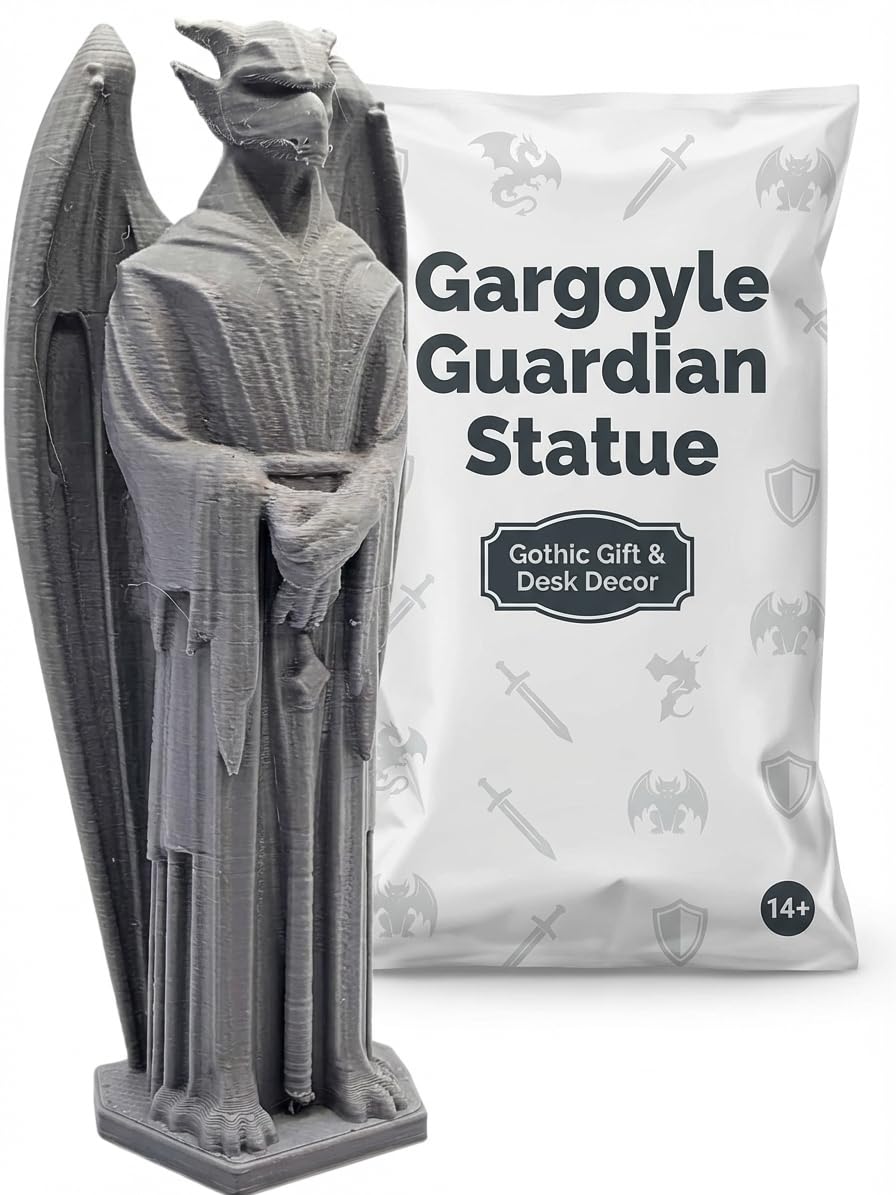 Gargoyle Guardian Statue – Gothic Medieval-Style Fantasy Figurine for Shelf, Altar, or Desk Display – 3D Printed in Canada