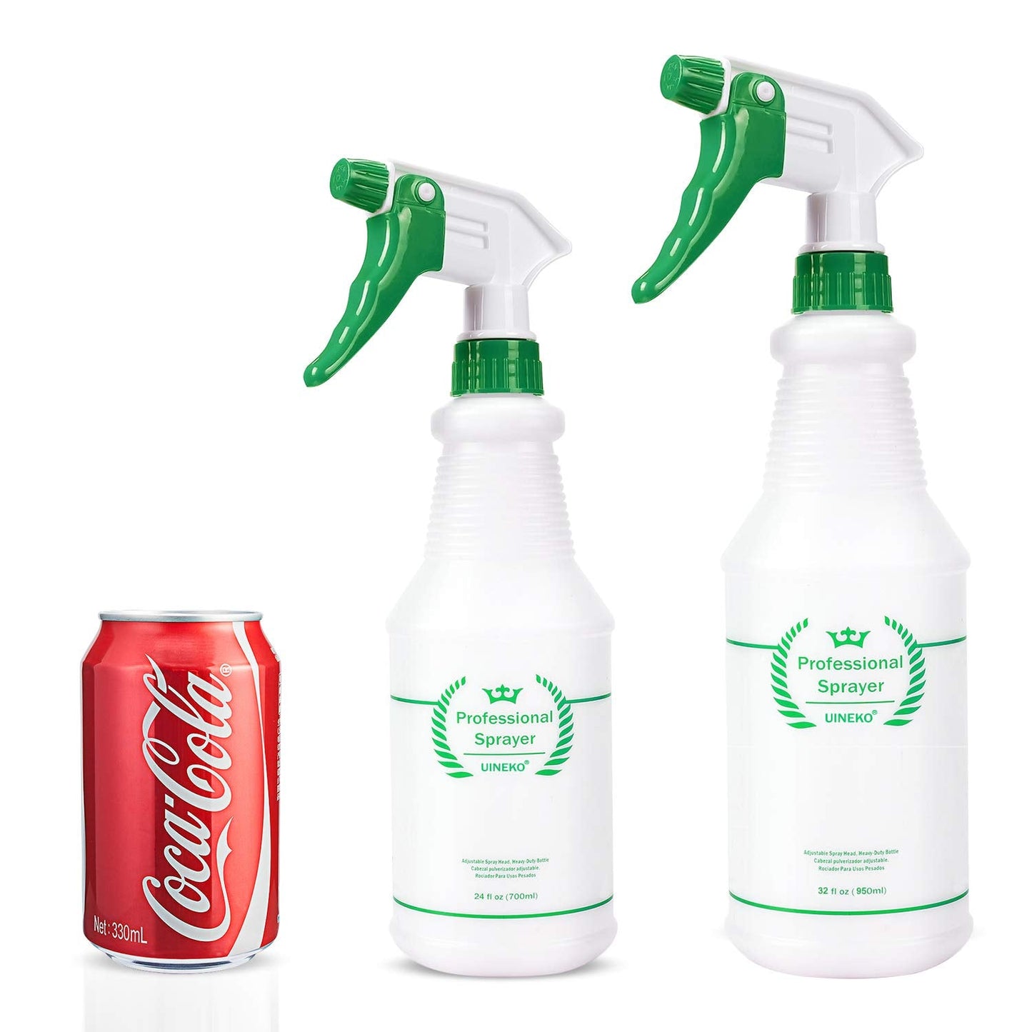 Uineko Plastic Spray Bottle (3 Pack, 32 Oz, 3 Colors) Heavy Duty All-Purpose Empty Spraying Bottles Leak Proof Commercial Mist Water Bottle for Cleaning Solutions Plants Pet with Adjustable Nozzle
