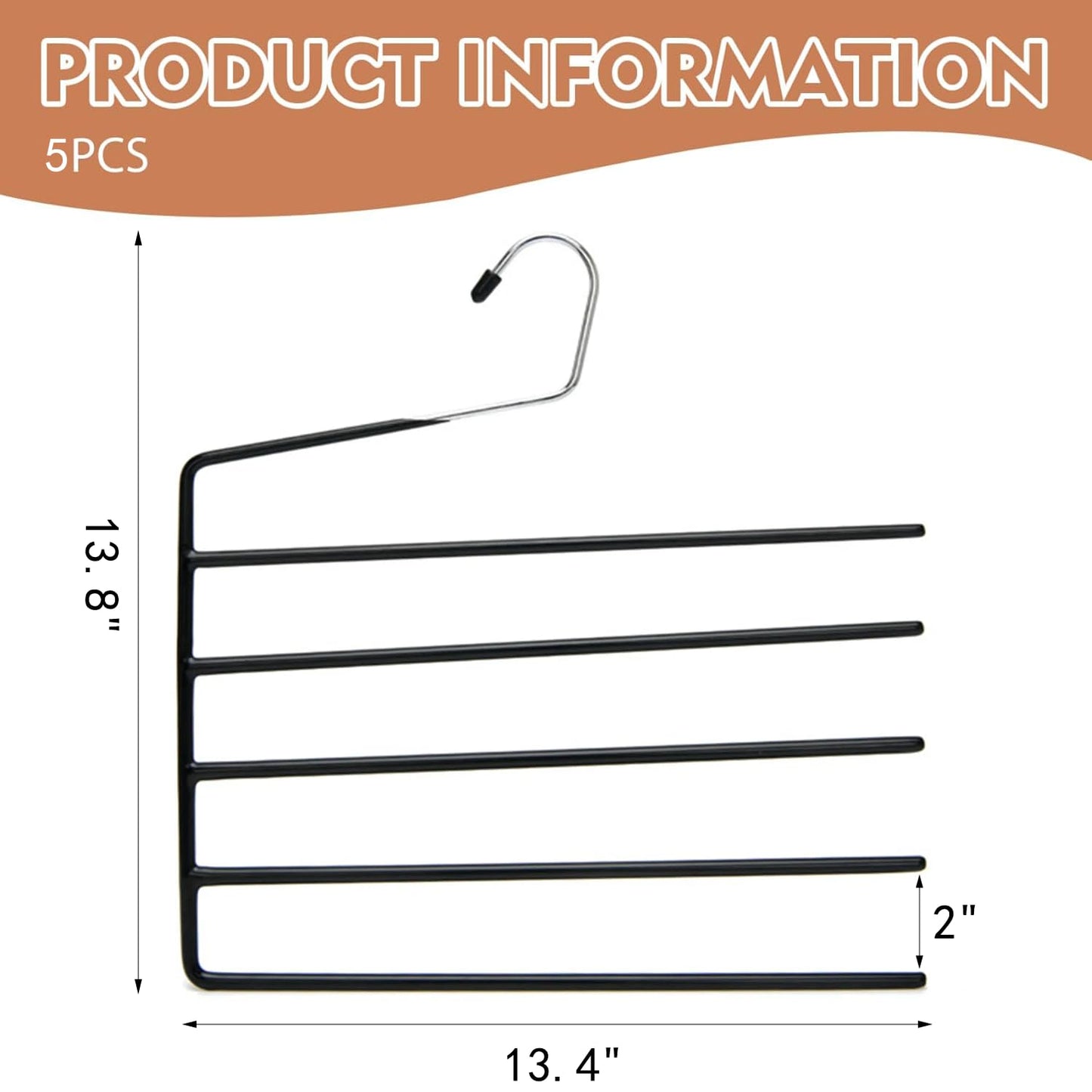 5 Pack 5-Tier Garden Flag Hangers, Garden Flag Storage Heavy Duty Multi Layers Space Saving, Organizer Holder, Non-Slip Open-Ended Design for Garden Flags, Pants, Jeans, Ties & More (Black)