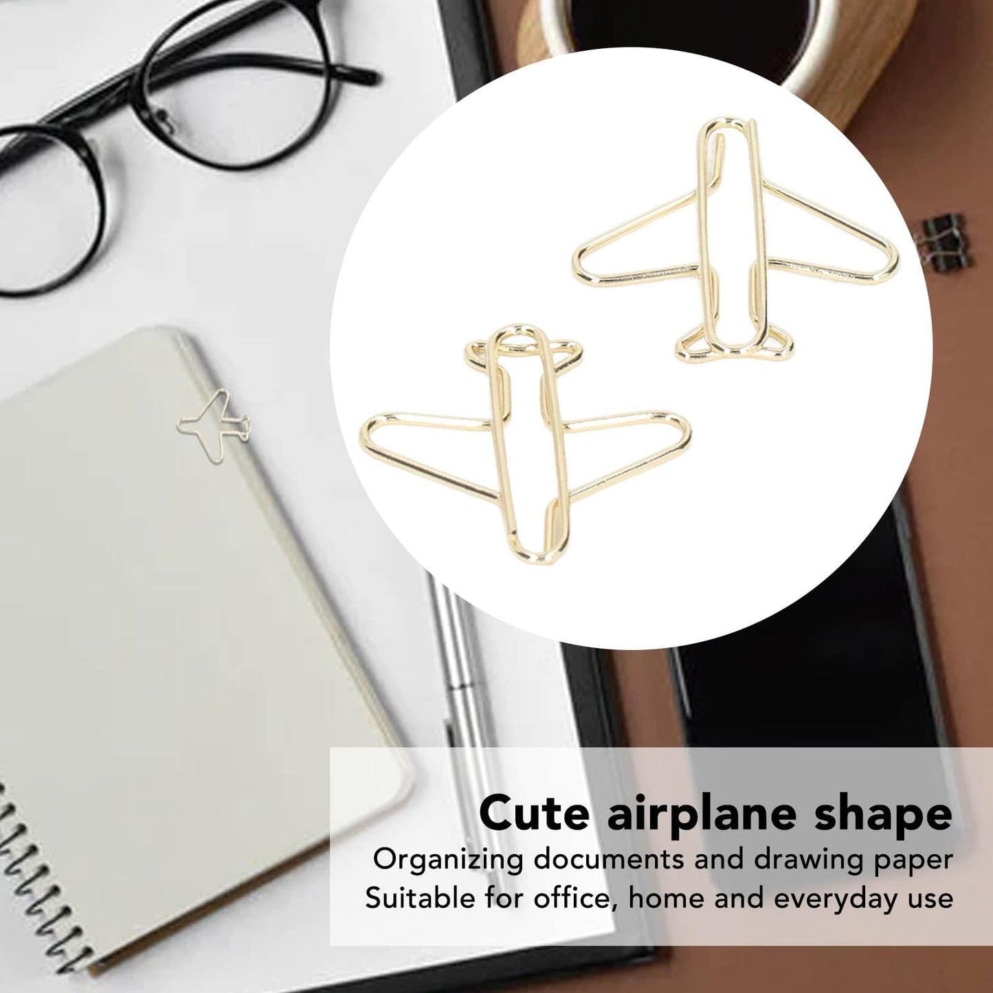 100Pcs Airplane Shape Paper Clips, Mini Cute Metal Paperclips, Funny Decorative Bookmarks Planner Clips with Storage Box Portable Office Supplies for College Teachers Students – Desk Accessories