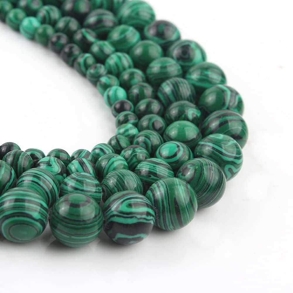 Yochus 60pcs Glossy Malachite Beads，6mm Healing Power Natural Stone Round Loose Gemstone Beads for Jewelry Making Earring Necklace DIY Crafts