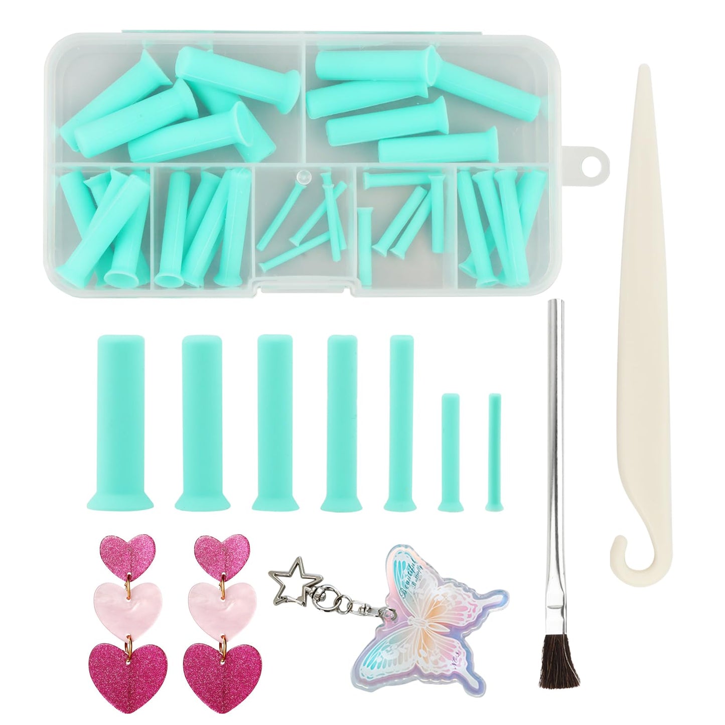 Resin Hole Maker Tool Set, 37PCS Silicone Tools in 7 Sizes (2-8 mm) for Epoxy Resin, Flexible Durable Kit with Slicer and Brush for Jewelry, Keychain, Pendant and DIY Crafts