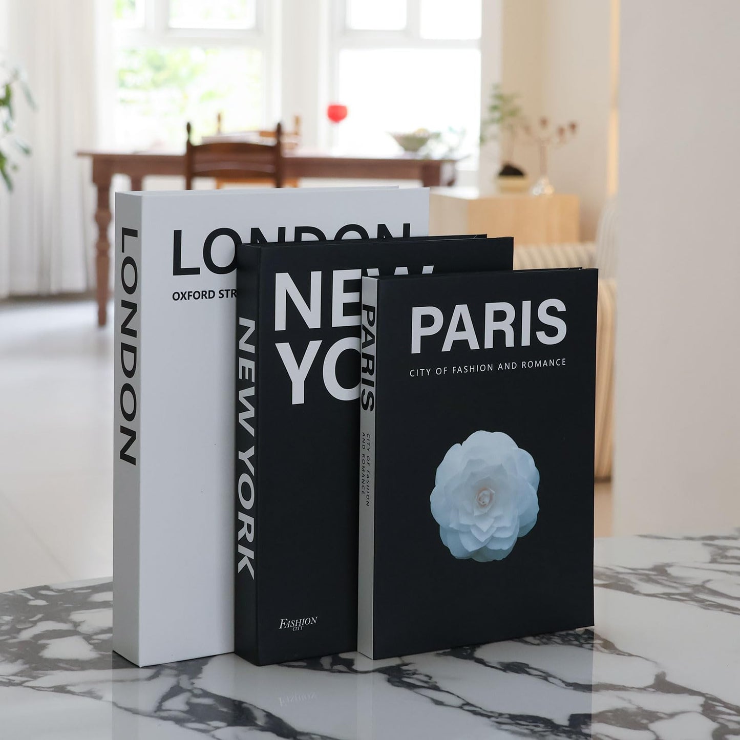 Vikber Decorative Books for Home Decor, 3 Pcs Aesthetic Fake Books Set, Modern Neutral Coffee Table Decor, Decorative Book Boxes for Living Room Shelf Styling