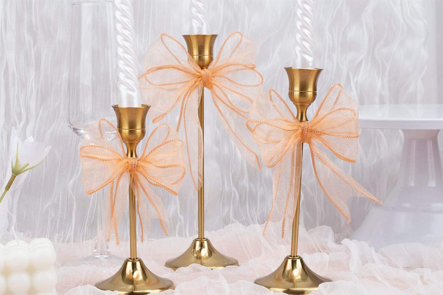 Joycrosso 4 Inch Gold Wired Organza Ribbon - 20 Yards Sheer Decorative Ribbon for Gift Wrapping, Wedding Decor, Christmas Tree, Crafts & DIY Projects