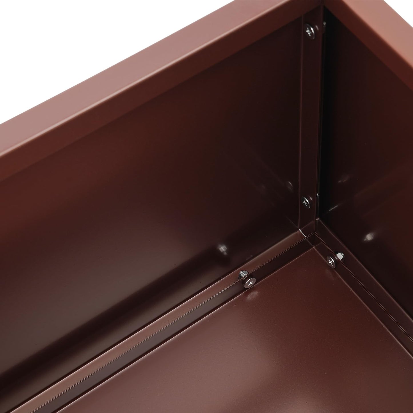 LIYABIN 38'' Large Planter Box, Steel Rectangular Elevated Plant Container with Drainage Holes Rustproof & Heavy Duty for Outdoor Modern, Patio, Balcony, Yard & Indoor Greenery (Brown)