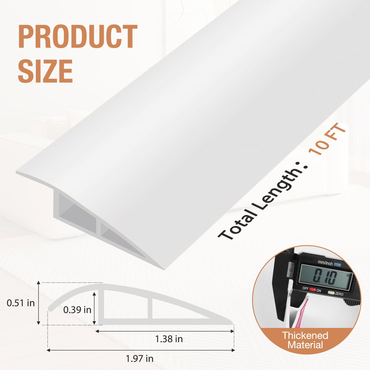 Floor Transition Strip Self Adhesive Vinyl Door Threshold Strip (10 Foot)