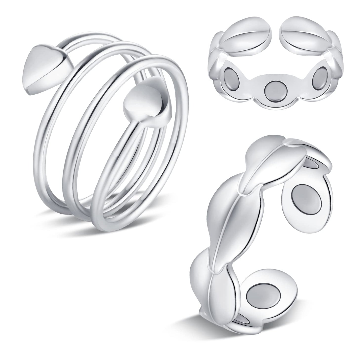 Feraco 2PCS Copper Rings for Women,99.99% Pure Cooper Magnetic Thumb Ring with Magnet,Lymphatic Jewelry Gifts for Womens