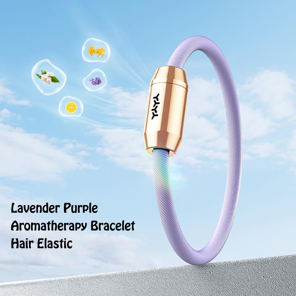 YOLAXGA Essential Oil Diffuser Bracelet & Hair Tie - Portable Brass Aromatherapy Locket for Relaxation & Anxiety Relief - Wellness Gift for Men & Women (Includes 10 Refill Sticks)-Black