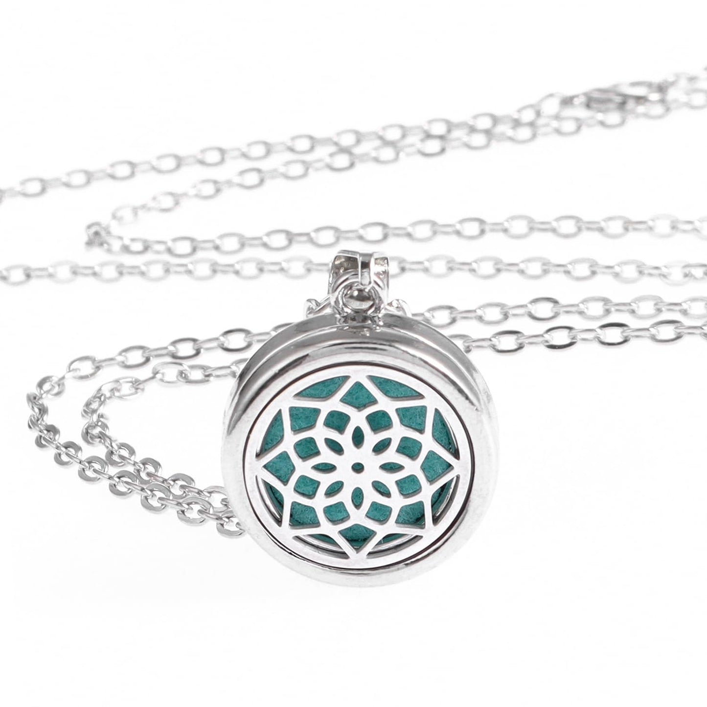 YWLI Essential Oil Diffuser Necklace Aromatherapy Locket Pendant Necklace Stainless Steel Necklace Pendant with 10 Pcs Refill Pads