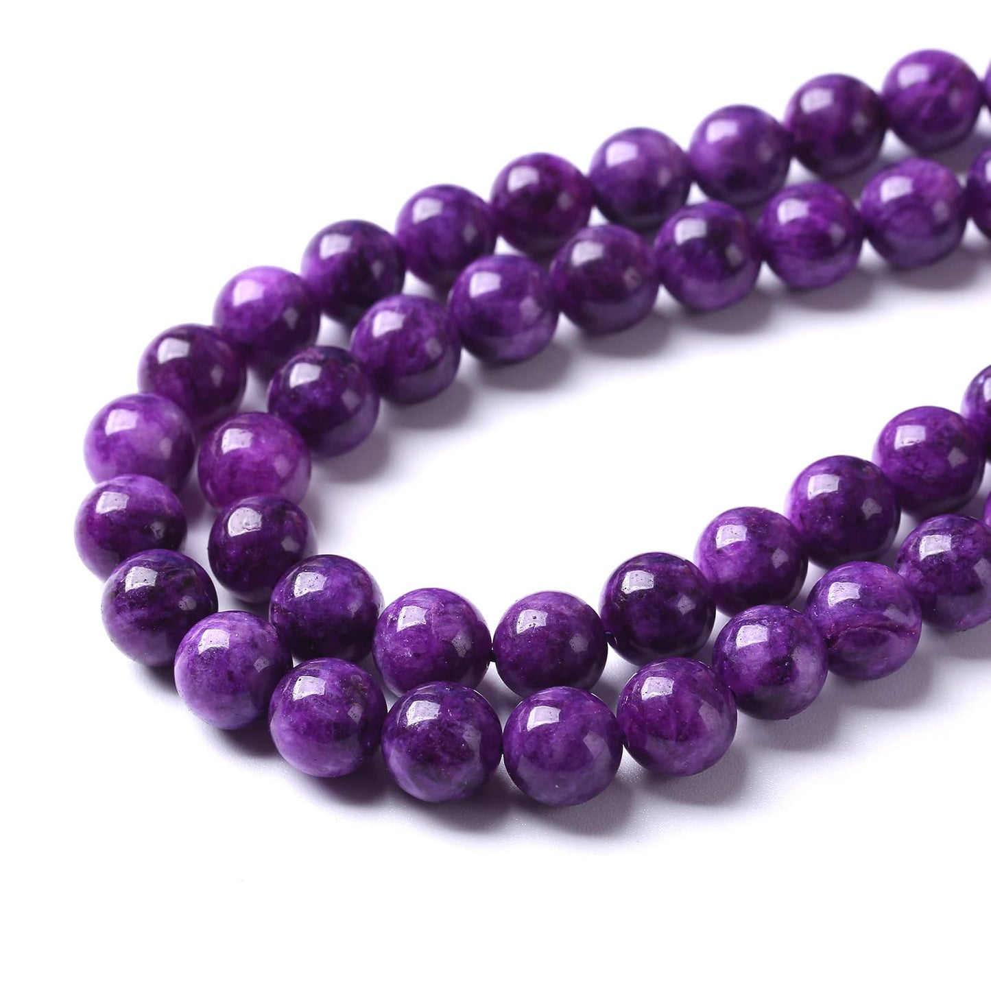 10mm 36pcs Natural Purple Lepidolite Jade Stone Beads for Jewelry Making DIY Bracelet Necklace Accessories Crystal Energy Healing Power Stone Beads (Charoite Jade, 10mm)