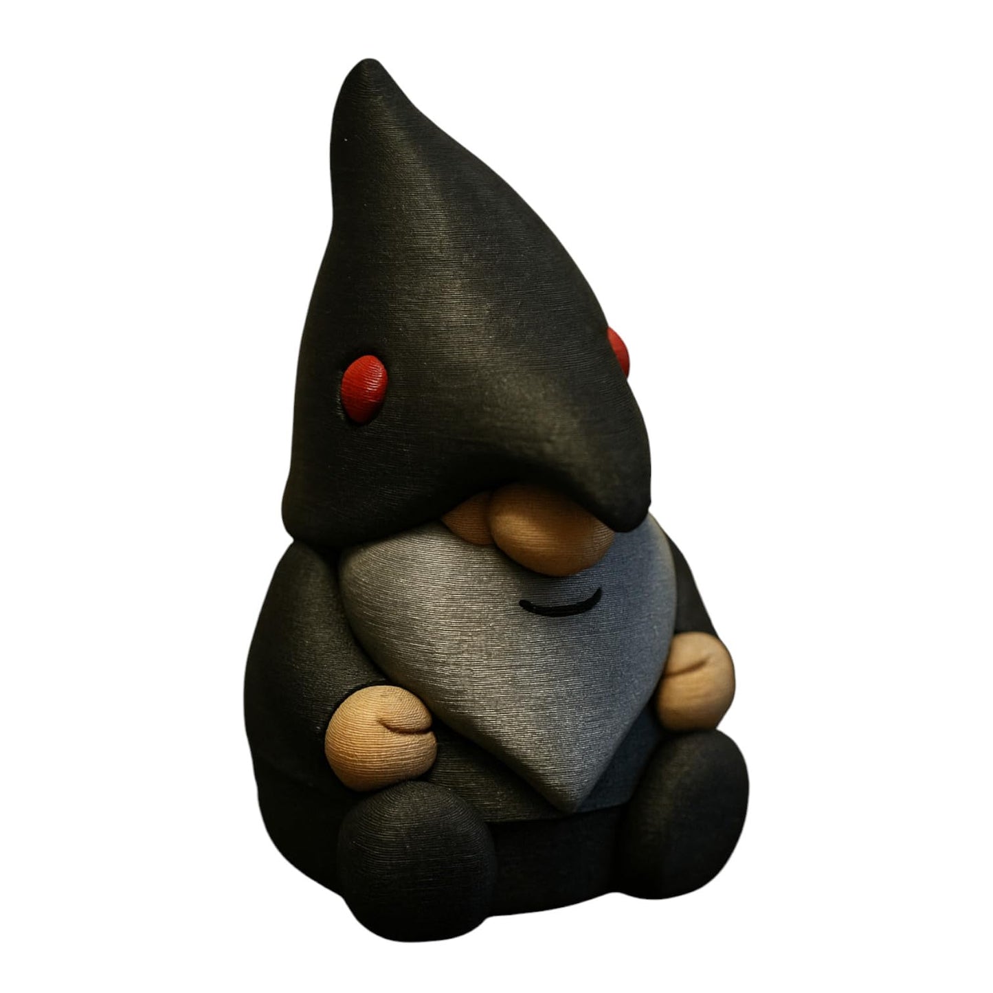 Gothic Raven Gnome Figurine - Striking Black and Gray Decorative Accent for Home or Office - Unique Gift for Fantasy Lovers - 3D Printed in Canada