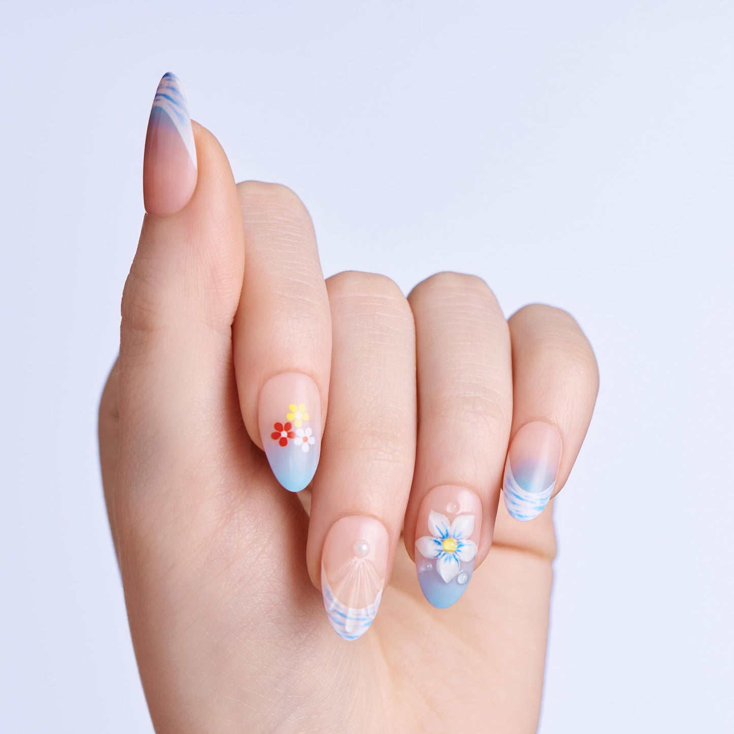 Kiss Impress No Glue Mani Press On Nails, Design, 'Amerie', Multicolor, Medium Size, Almond Shape, Includes 30 Nails, Prep Pad, Instructions Sheet, 1 Manicure Stick, 1 Mini File