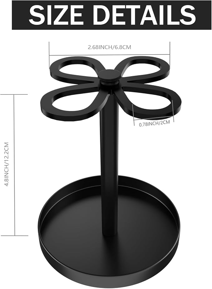 Metal Toothbrush Holders for Bathroom with 4 Slot Black Tooth Brush Holder Stand Countertop Organizer for Family Black