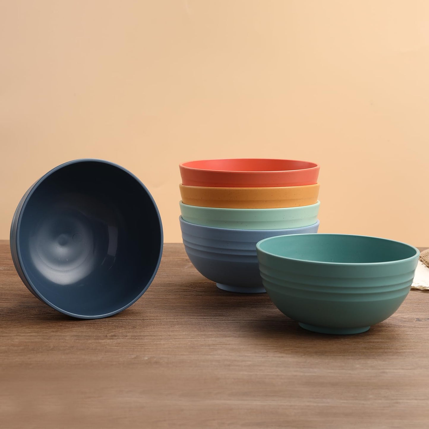 HEYCOME 12 Pcs Unbreakable Cereal Bowls Set, 26 Oz Wheat Straw Bowls Set, Microwave & Dishwasher Safe Rice Bowls for Kitchen, Reusable Plastic Bowls for Soup, Salad and Snack, BPA Free, Multicolor