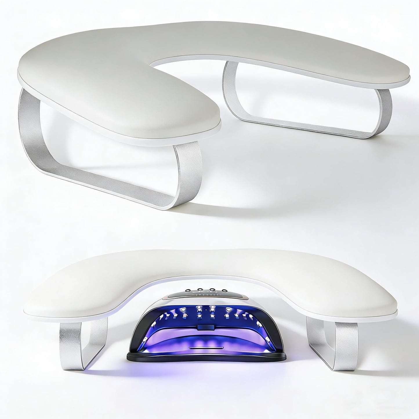 Arm Rest for Nails Tech 10° Inclined, U-Shaped Nail Hand Rest Manicure Arm Rest Stand with Silver Aluminum Alloy Holder Non-slip