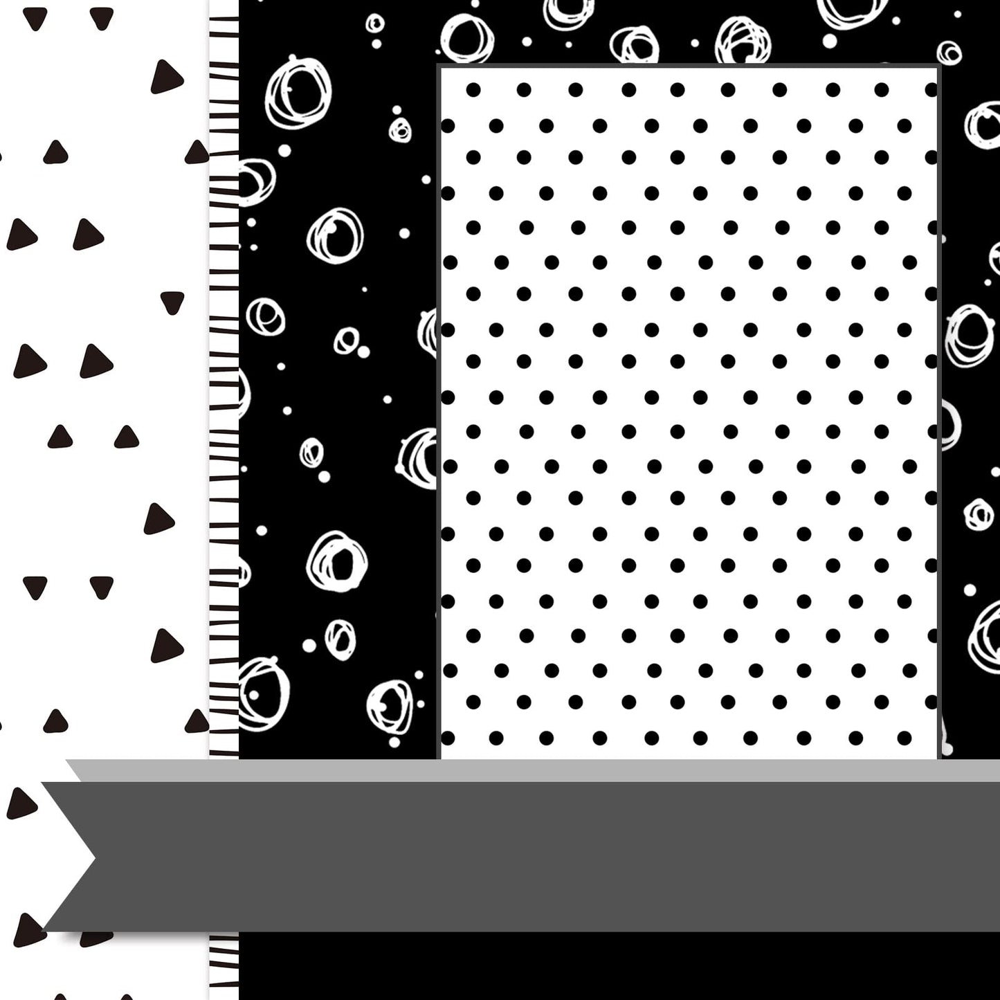 Whaline 60 Sheet Black & White Doodle Pattern Paper A5 Size Hand Drawn Squiggles and Dots Scrapbook Paper Double-Sided Minimalist Craft Paper for DIY Card Making Supplies, 12 Designs