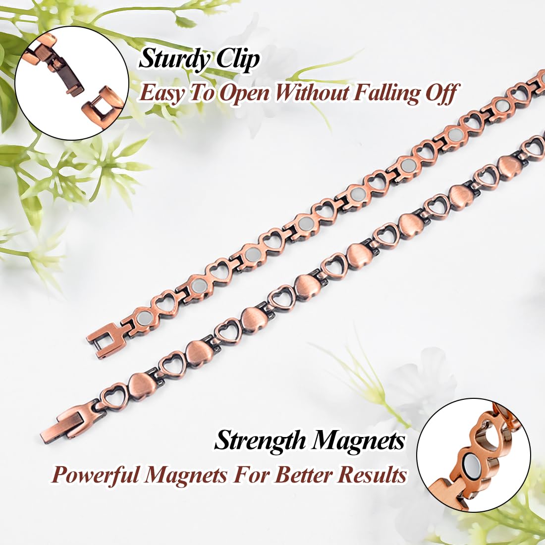 Vicmag Copper Bracelet for Women Ultra Strength Magnetic Bracelets with Effective Magnets 99.9% Pure Copper Jewelry Present with Adjustment Tool