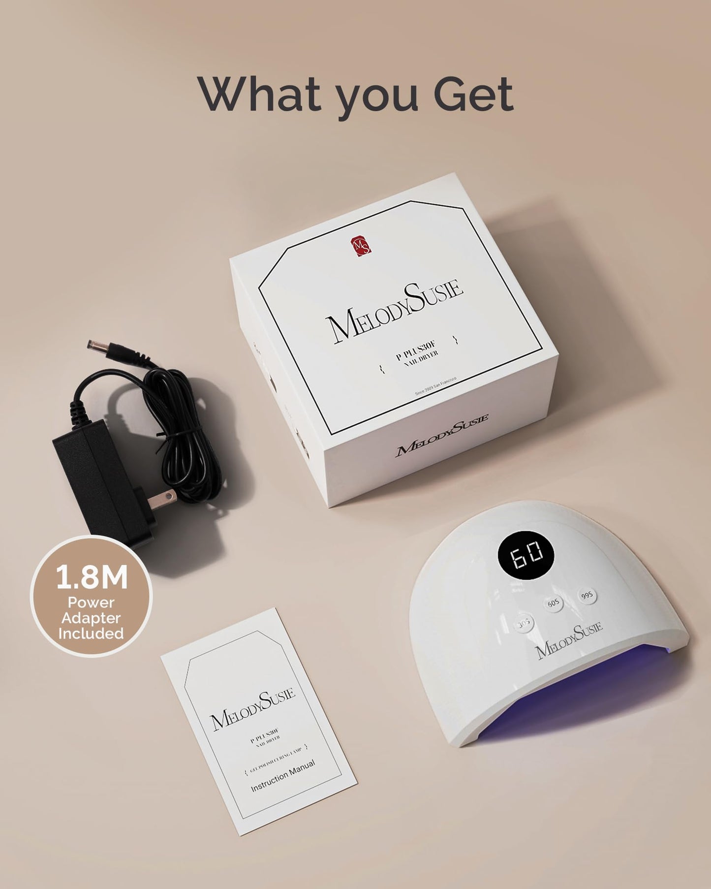 MelodySusie Compact Advanced UV LED Nail Lamp, P-Plus30F Nail Dryer with 3 Timers & Smart Sensor Cures All Gels, Especially Rhinestone Glue, Solid & Liner Gel Polishes for Advanced DIY at Home-White