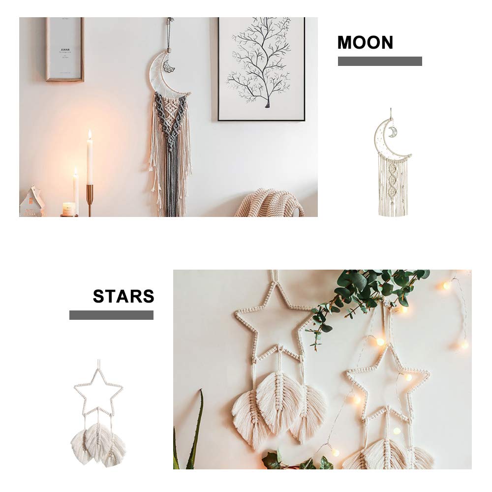 20 Pcs Moon Star Dream Catcher Metal Hoop Rings Circle Macrame for DIY Craft Dream Catcher Making Home Wall Hanging Projects Wreath Decoration