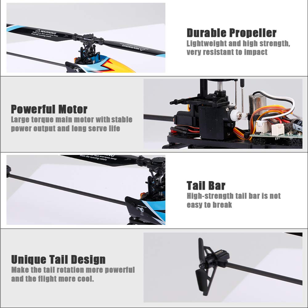 GoolRC C129 RC Helicopter for Adults, 4 Channel 2.4Ghz Remote Control Helicopter with 6-Axis Gyro, Aileronless RC Aircraft with Altitude Hold and 3 Batteries (Blue)