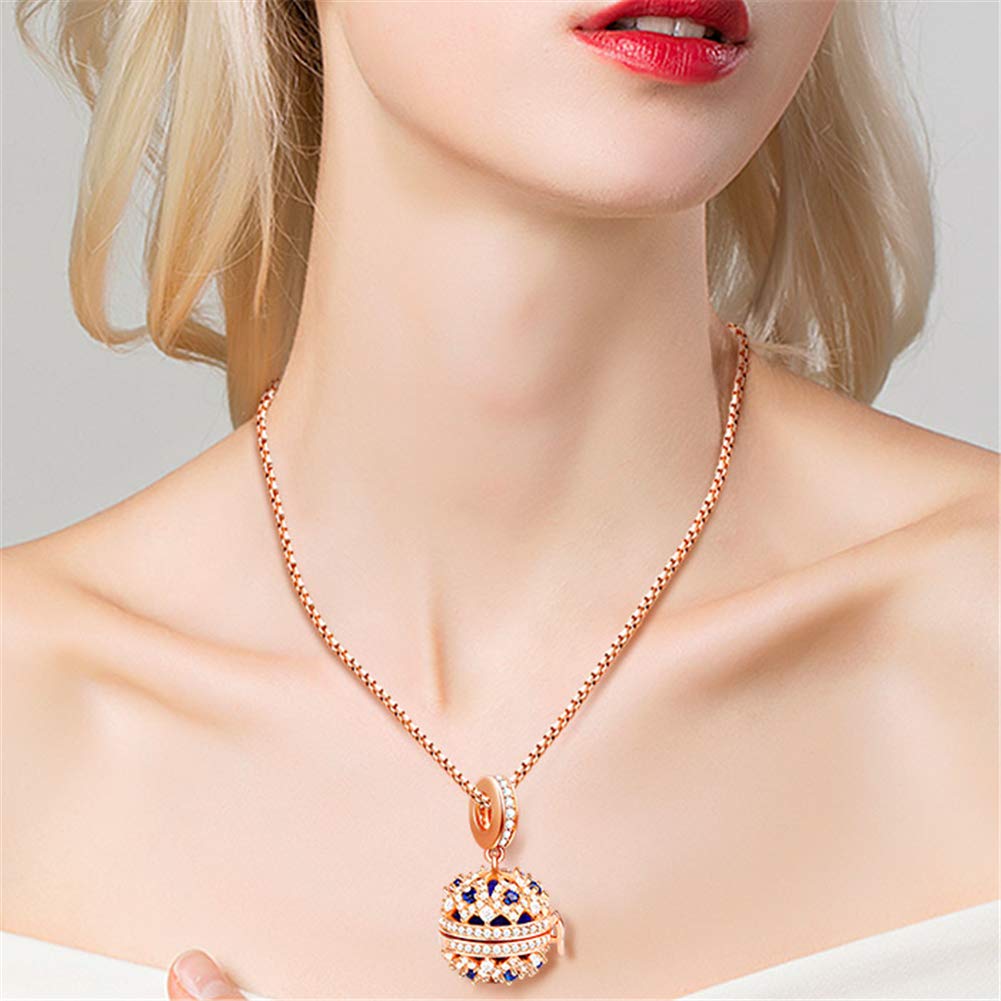 GNOCE Aromatherapy Essential Oil Diffuser Necklace S925 Sterling Silver 18k Rose Gold Diffuser Necklace Locket Pendant Love Never Ends Christmas Jewelry Gift for Women