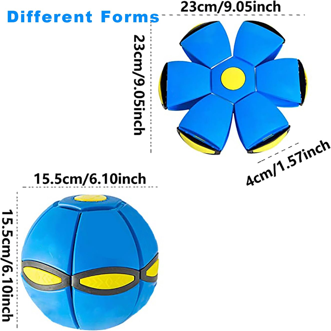 2PCS Magic Bouncing Ball, Magic Meta - Ball, Children's Magic Bouncing Balls, Dual Form Flying Saucer, Parent-Child Interaction with 3 Light Suitable for Indoor & Outdoor Play Green and Blue