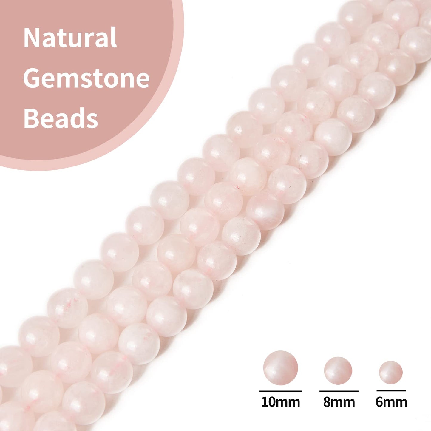35pcs 10mm Natural Rose Quartz Beads Gemstone Beads Round Loose Beads for Jewelry Making