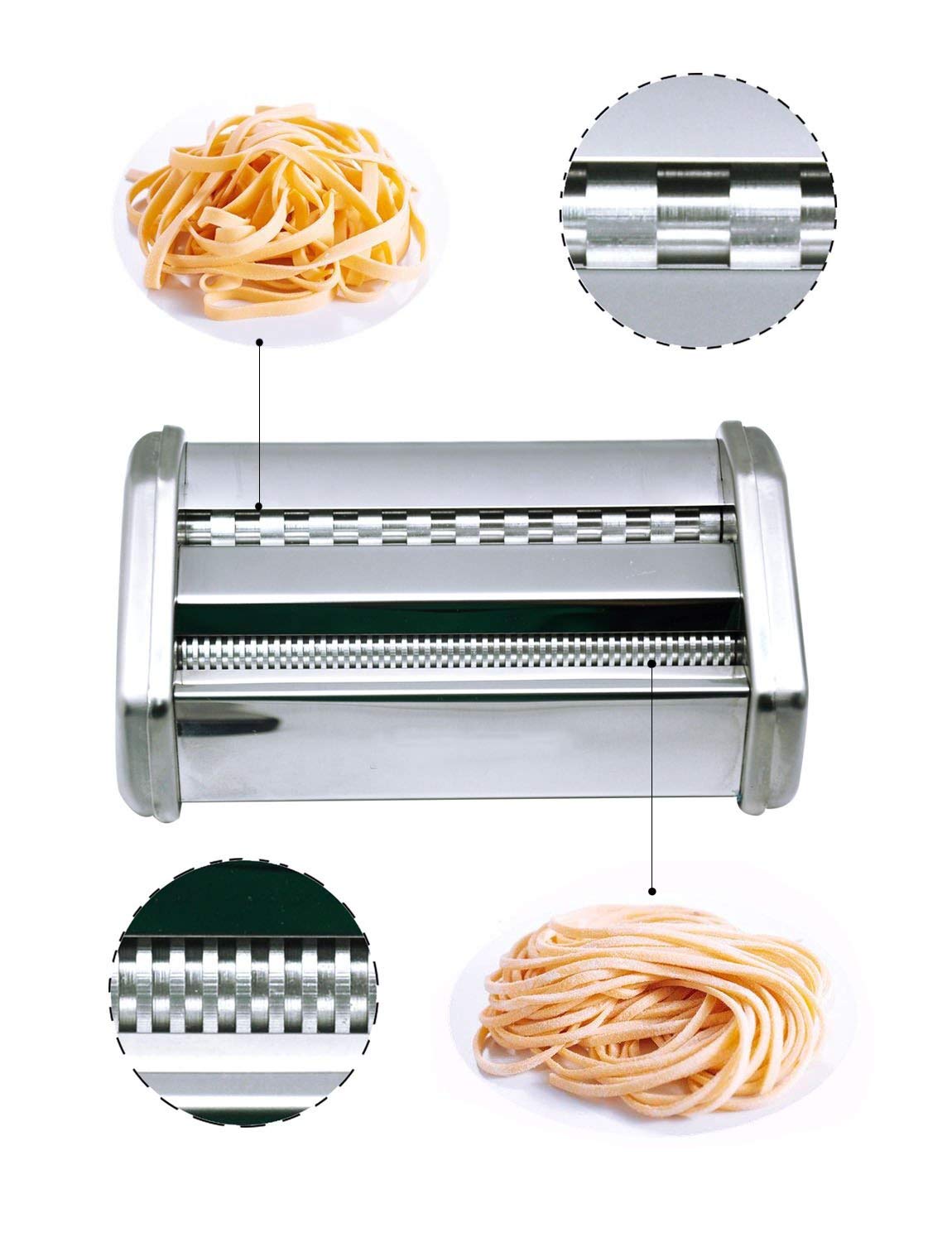 Shule Electric Pasta Maker with Motor Automatic Pasta Machine with Hand Crank and Multifunctional Rollers