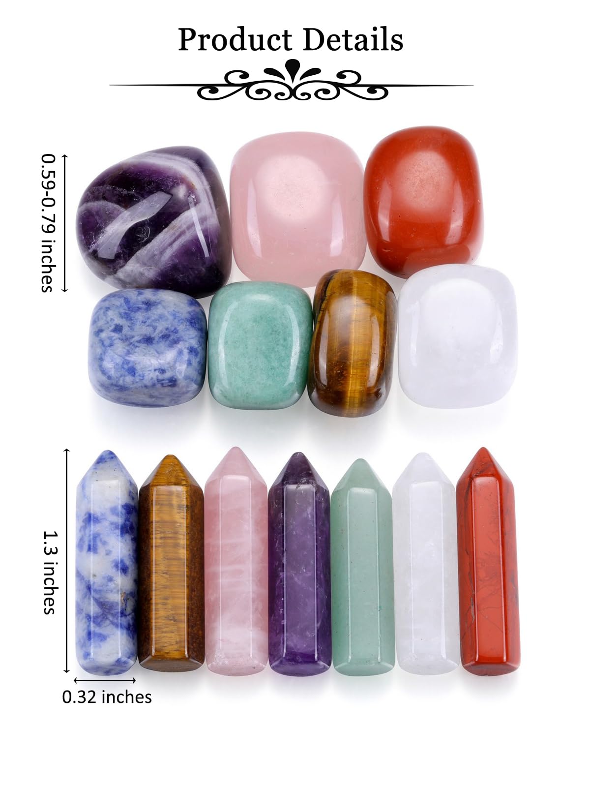 MANIFO Healing Crystals Stones Set in Box, Hexagonal Pointed Crystal Wand with 7 Chakra Tumble Stone for Chakra Meditation Christmas Gifts