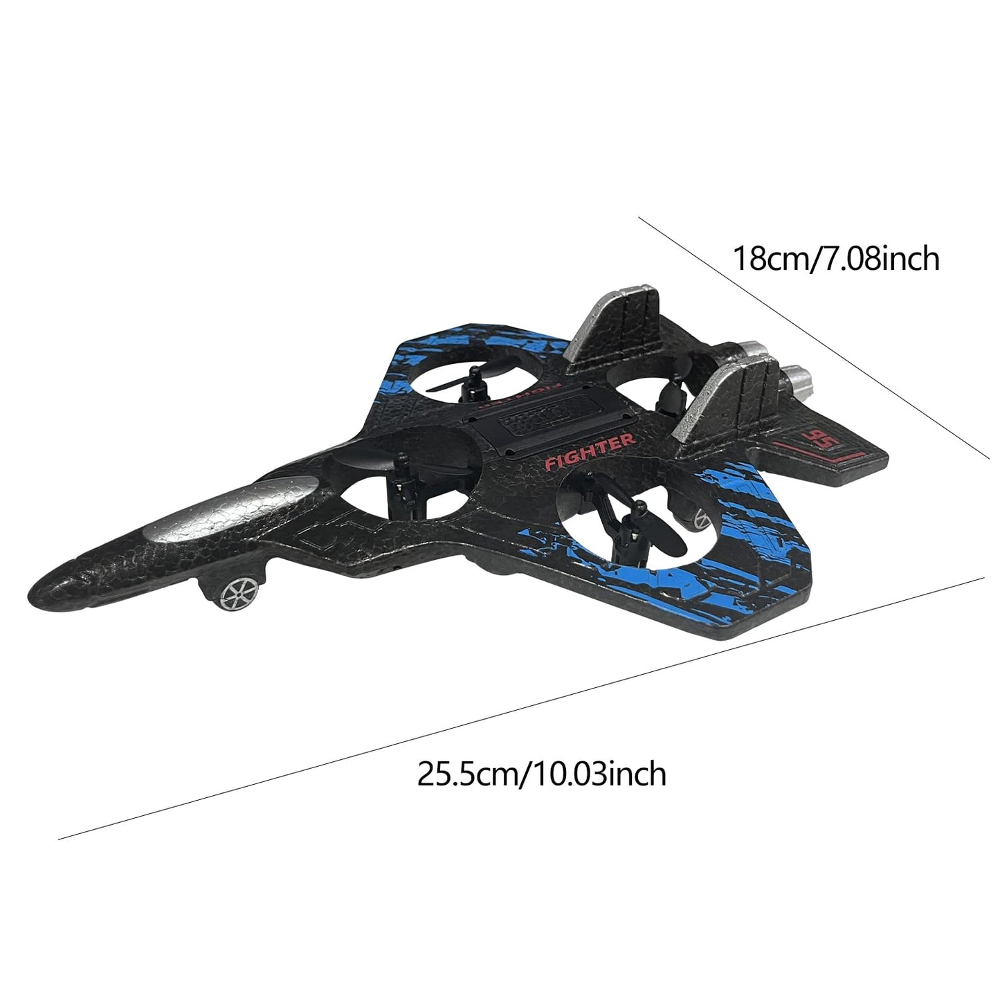 RC Airplane for Kids and Beginners, 2.4GHz Foam Drone Remote Control Airplane Outdoor Flying Toy, 360° Drop-Resistant Stunt Spin Remote Fighter Jet with Lights (Blue)