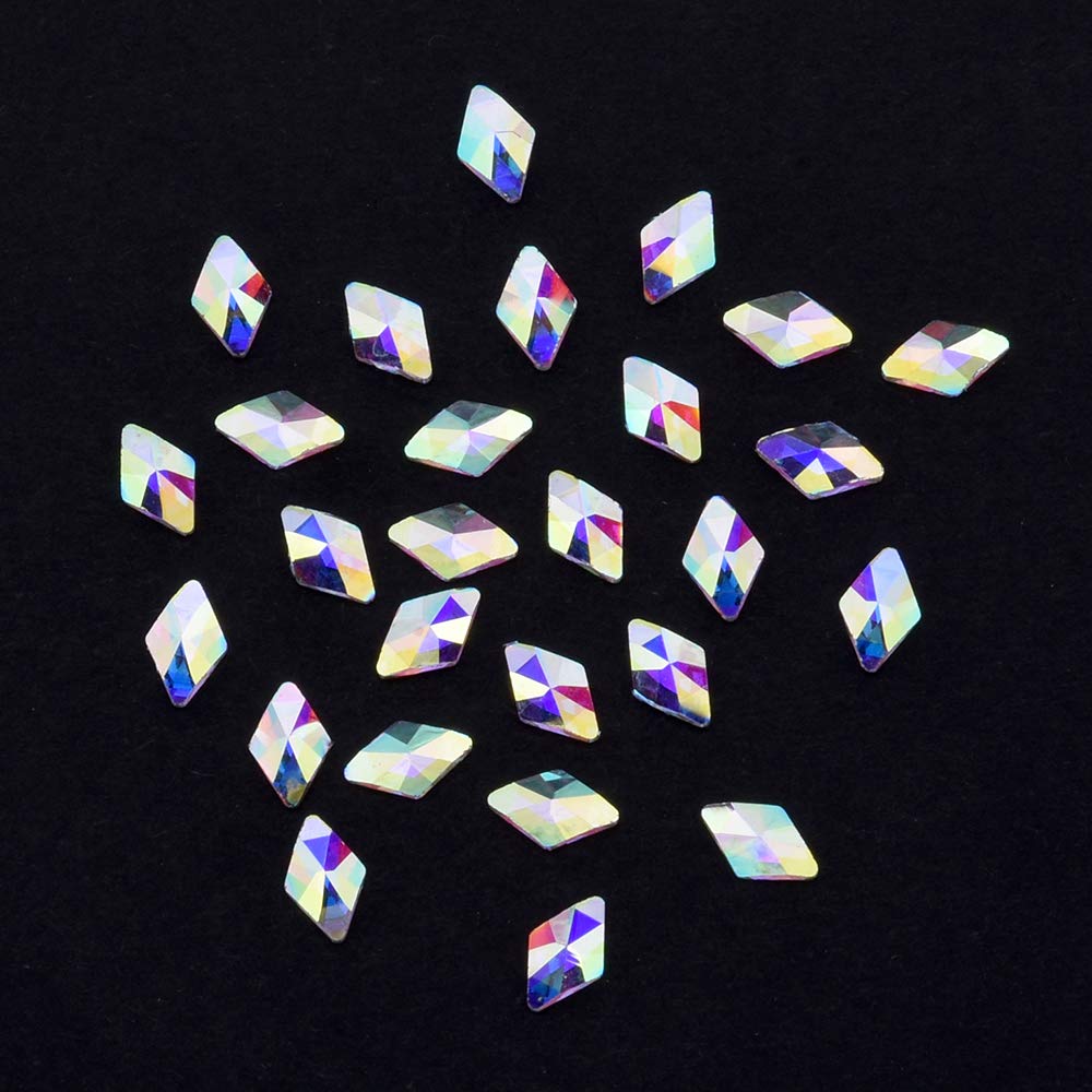 Tisslan 100pcs Crystal Ab Foild Flatback Rhombus Strass 3D Nail Decoration Jewels Stones 2 Size Mix Supply 50pcs Each