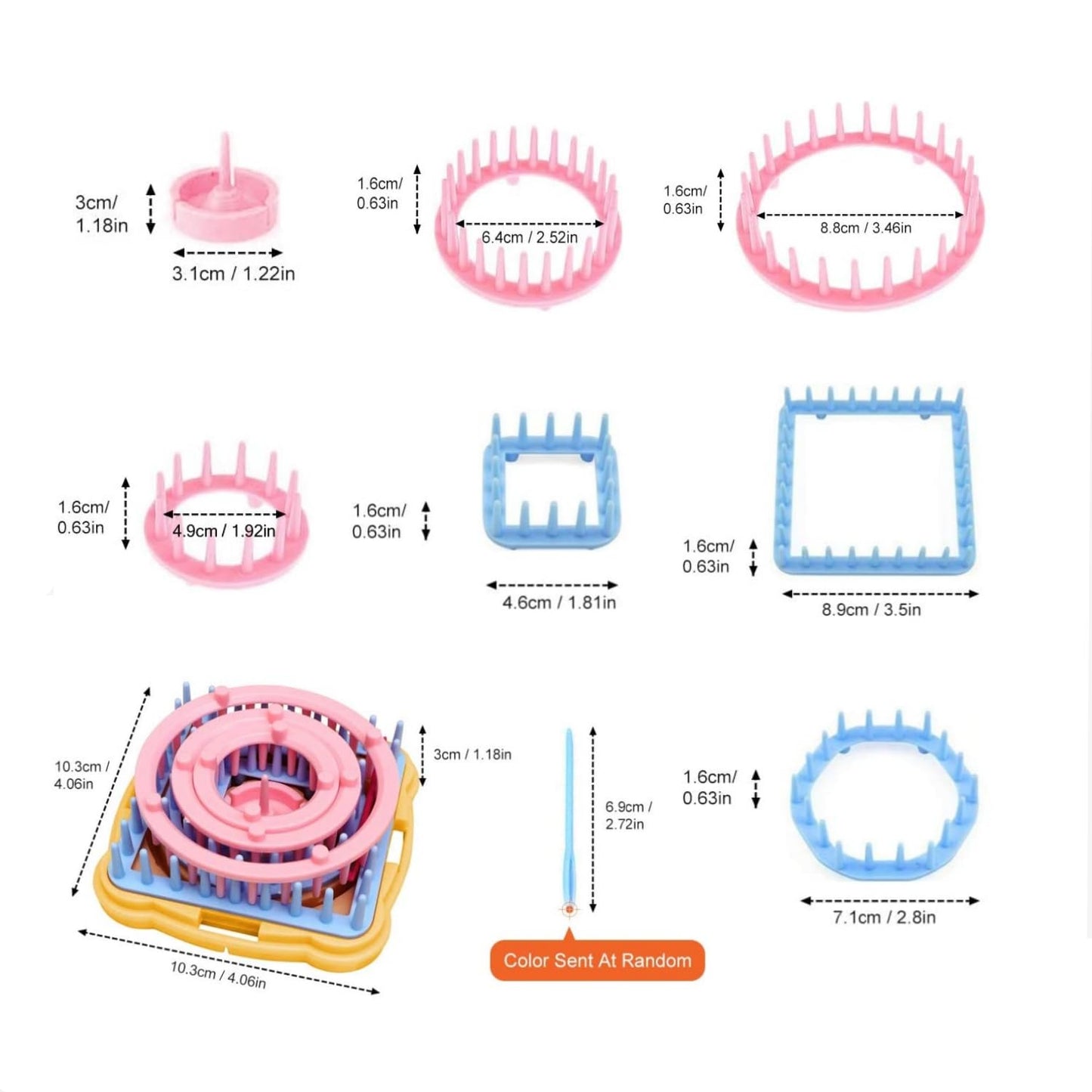 Ayasee Weaving Loom Kit, Flower Knitting Loom Kit, Frame Looms, Knitting Wool, Round/Square Knitting Looms Craft Kit Multi Color (Flower Maker + Pom Maker)