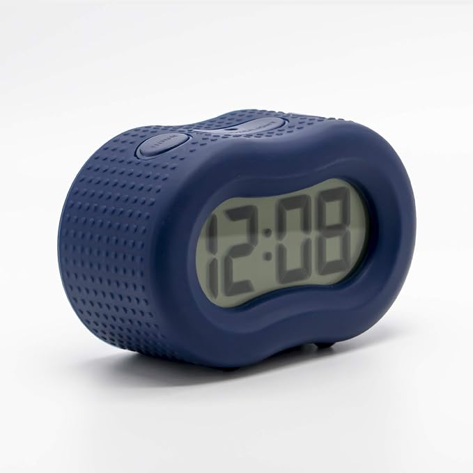 Timelink Smartlight Rubber Alarm Clock with Automatic Night Light and Large Display ?€? Easy-to-Use Digital Alarm with Snooze, Soft Rubber Case, Battery Operated, for Kids and Adults (Blue)