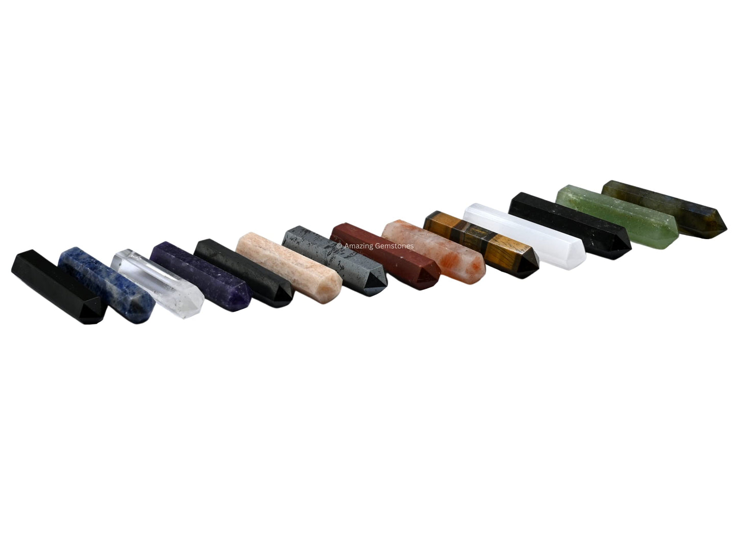 Amazing Gemstone Crystal Points Mix 14 Pcs Healing Crystals and Stones - Hexagonal Healing Point Bulk Crystals for Crafts - Premium Gemstones and Crystals