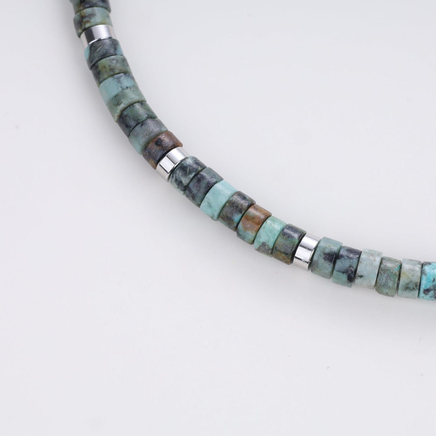 COAI African Turquoise Bracelet for Men, Layered Beaded Gemstone Bracelet for Men L