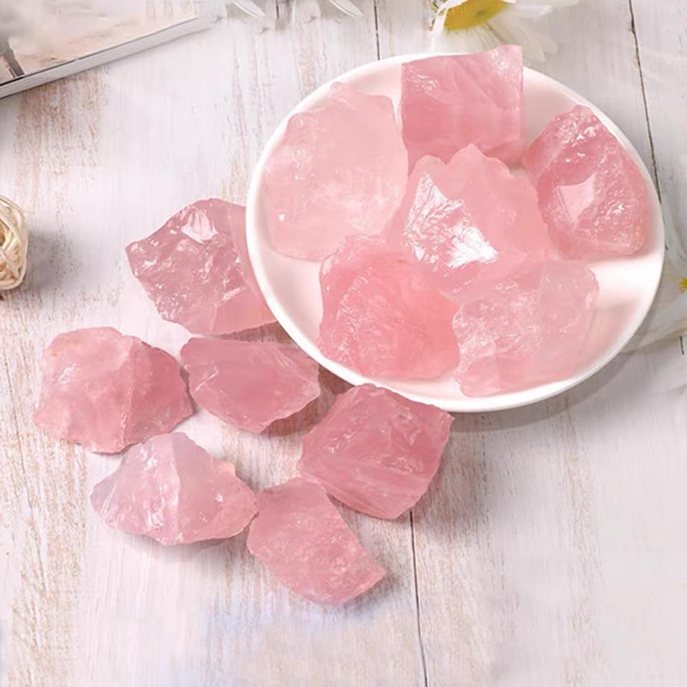 2PCS Natural Raw Stone Healing Crystals Bulk, Gemstones for Reiki, Meditation, Home Decor, Garden Fountain Rocks (Rose Quartz)