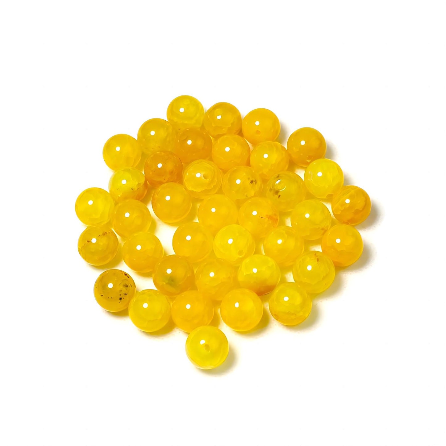 MJDCB Natural Stone Beads 8mm 43pcs Yellow Dragon Vein Agate Loose Gemstone Bead Charms for Jewelry Making Bracelet Necklace Earring Pendant