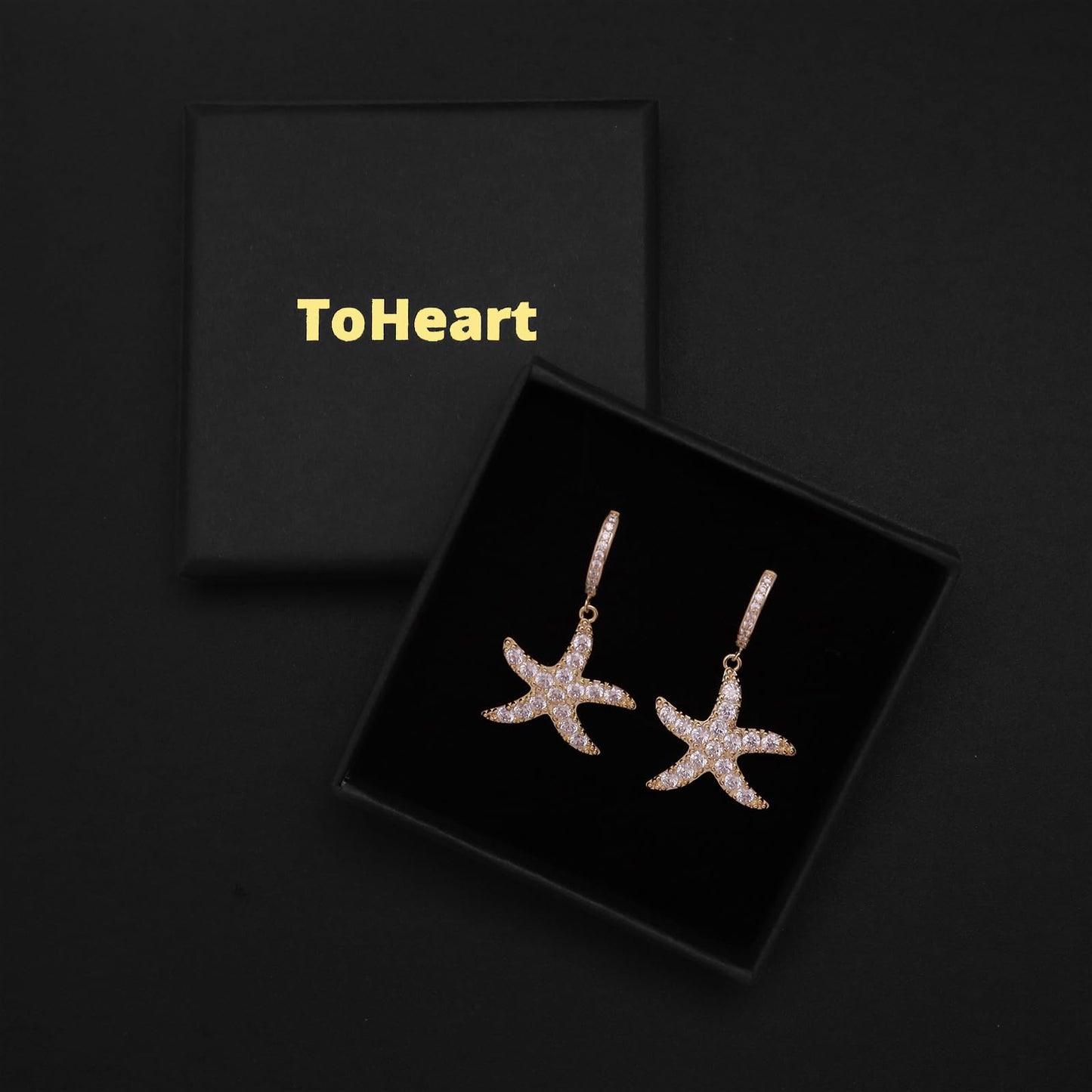 ToHeart Gold Starfish Dangle Earrings