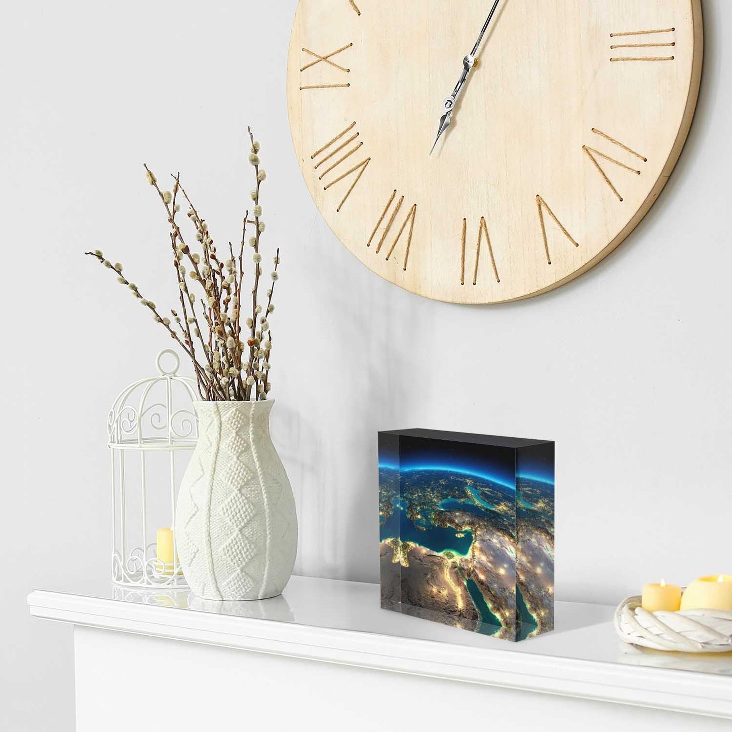 NOHSHE Desktop Decoration City Night View Illuminated By Moonlight Acrylic Desk Plaque Sign Congratulations Presents Appreciation,Presents for the Boss, Father's Day Presents