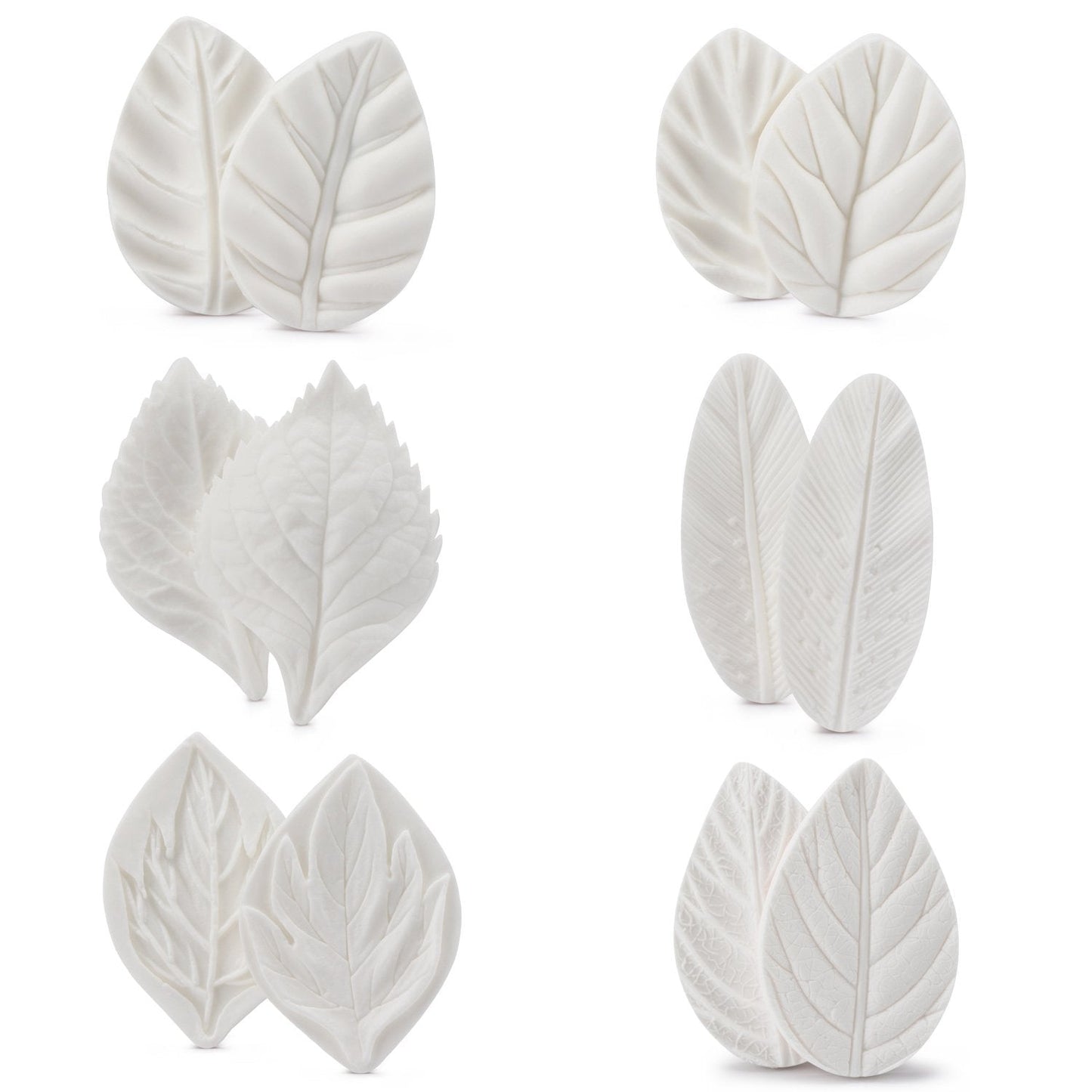Beasea Silicone Leaf Fondant Mold, 6pcs Rose Leaf Cutter for Fondant Cake Decorations Styling Chocolate Sugar Cookie Cutter Set Silicone Mould