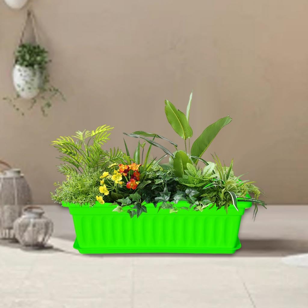 Sdlnklm Rectangular Planter Box for Gardening on Balcony Or Deck, Green