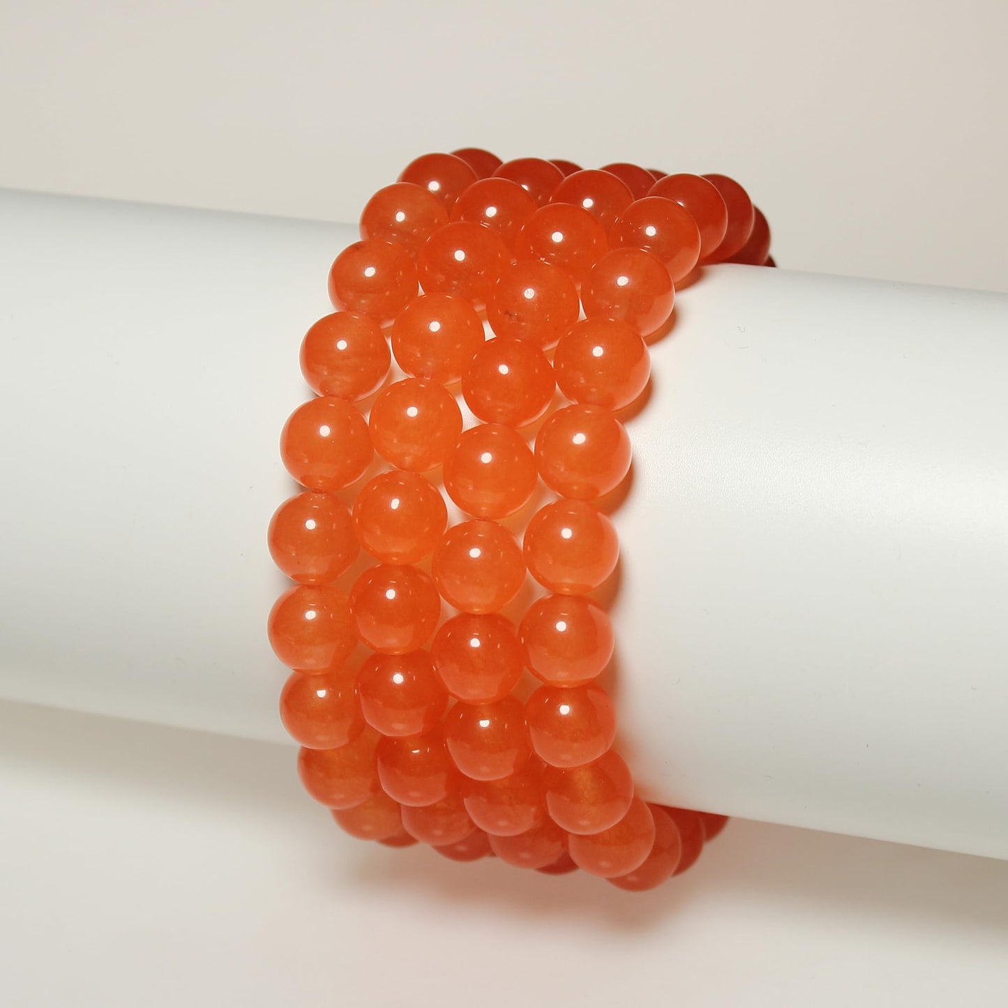 MJDCB Stone Beads 8mm 43pcs Round Orange Red Jade Loose Gemstone Bead Charms for Jewelry Making Bracelet Necklace Earring Pendant