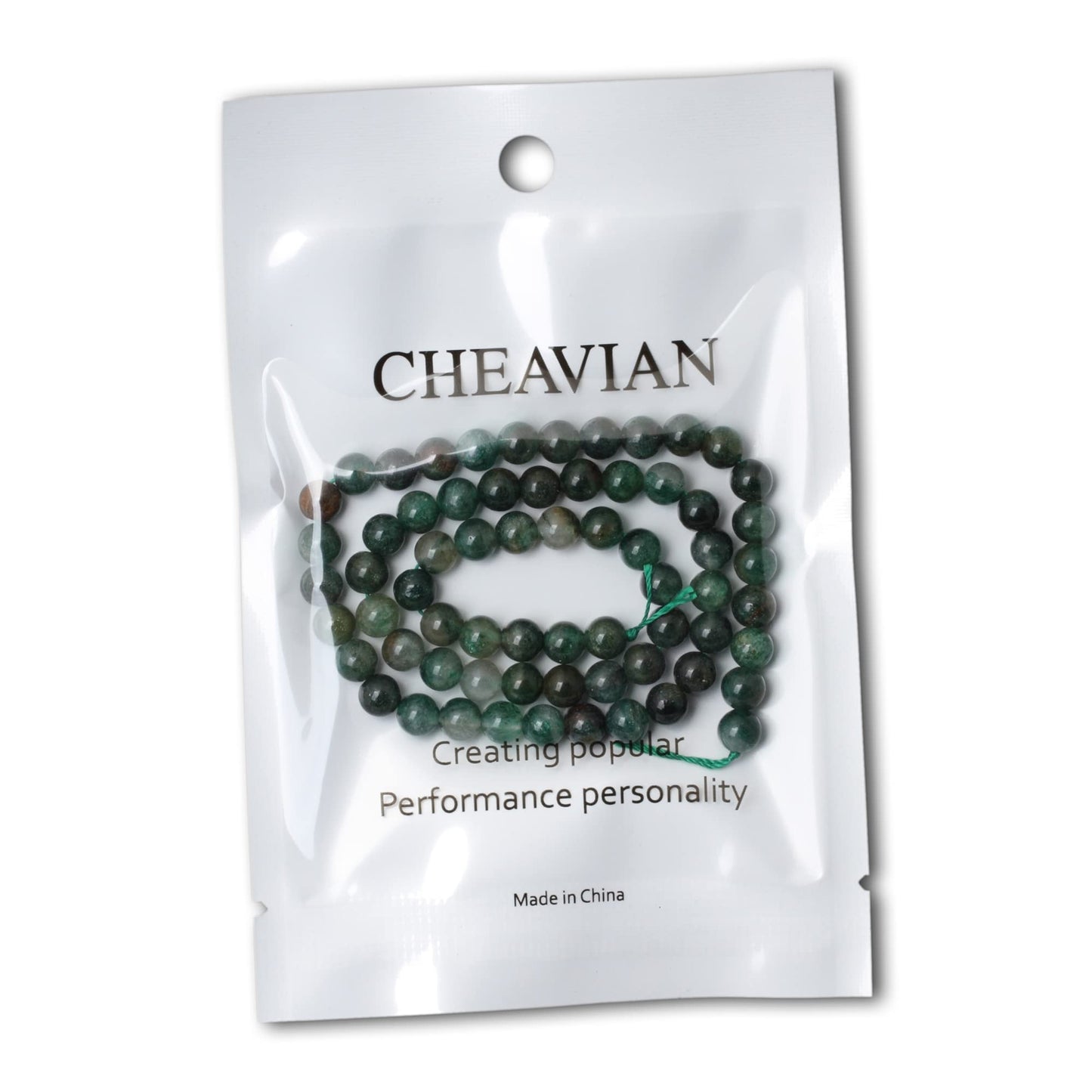 CHEAVIAN 60PCS 6mm Natural Green Mica Gemstone Smooth Surface Round Loose Beads for Jewelry Making 1 String 15 Inches