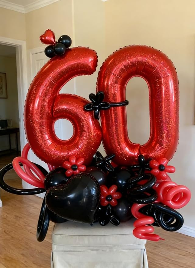 40 Inch Laser Red 1 Balloon for First Birthday, 1st Number Balloons Birthday Decorations for Girl Kids Toddler Baby, One Giant Number 1 Balloon