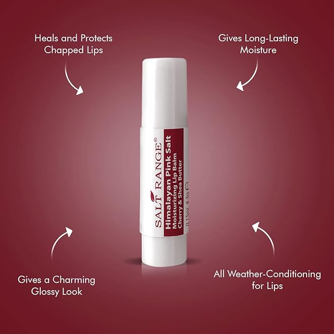 Salt Range Lip balm formulated with cherry and shea butter, 100% natural, soothing, hydrating, and deeply nourishing, Organic chapstick, 6-count pack (12 pieces total)